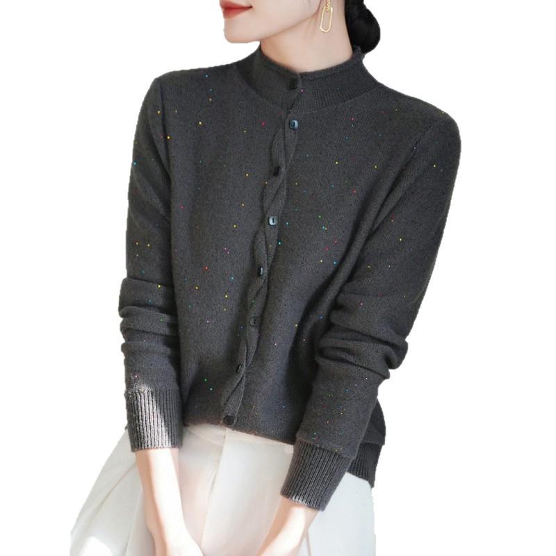 Women's Autumn/Winter 2025 French Sequined Knit Cardigan Sweater