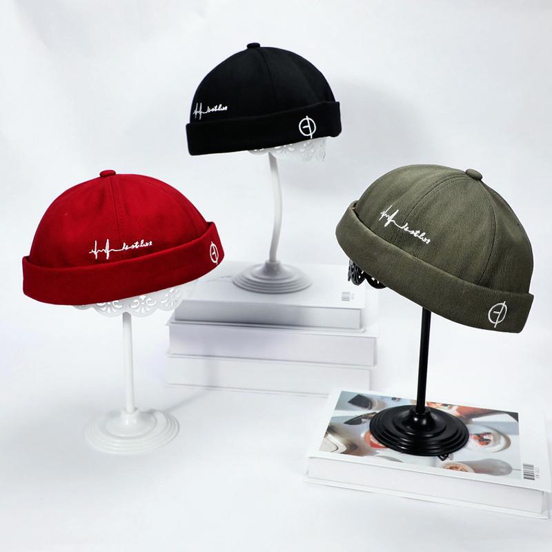 Cappello a Cupola Vintage Uomo Cappellino da Pescatore in Cotone per Uomo Donna Primavera Autunno Cappello Senza Visiera Cappelli Hip Hop Cappelli da Proprietario Senza Visiera Streetwear