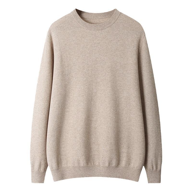 Crew neck cashmere sweater knitted soft waxy cashmere sweater solid color warm