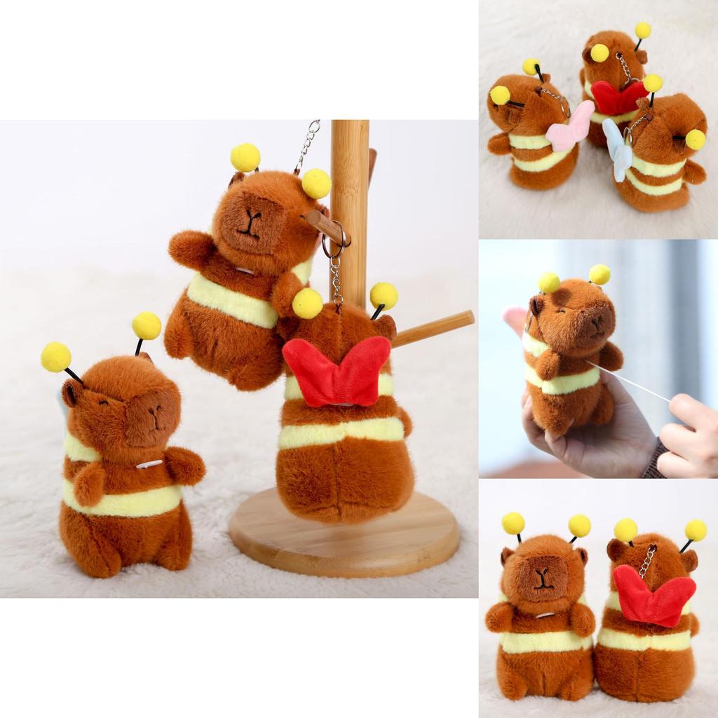 Cute Bee Capybara Plush Keychain With Vibrating Wings For Kids And Collectors