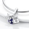 Fit Bracelet Inlaid Zircon Beads Charms 925 Silver Heart -Shape Colorful Dangle Pendants Bangle Jewelry