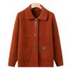 Elderly Knitted Cardigan Spring and Autumn Mother's Lapel Loose Top Middle-aged and Elderly Sweater Jacket New Cardigan