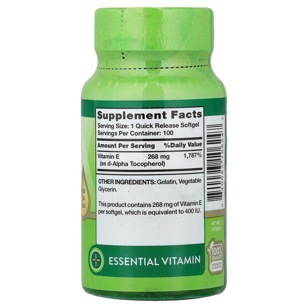 Natures Truth Natural Vitamin E 268mg (400 IU) Rapid Release Softgels, 100 Count
