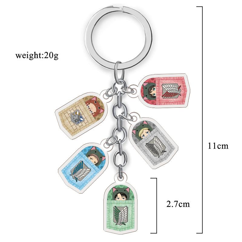Attack on Titan Anime Acrylic Double Sided Transparent Keychain Set of 5 Pendant Hanging Accessories for Fans Collection Durable Gift