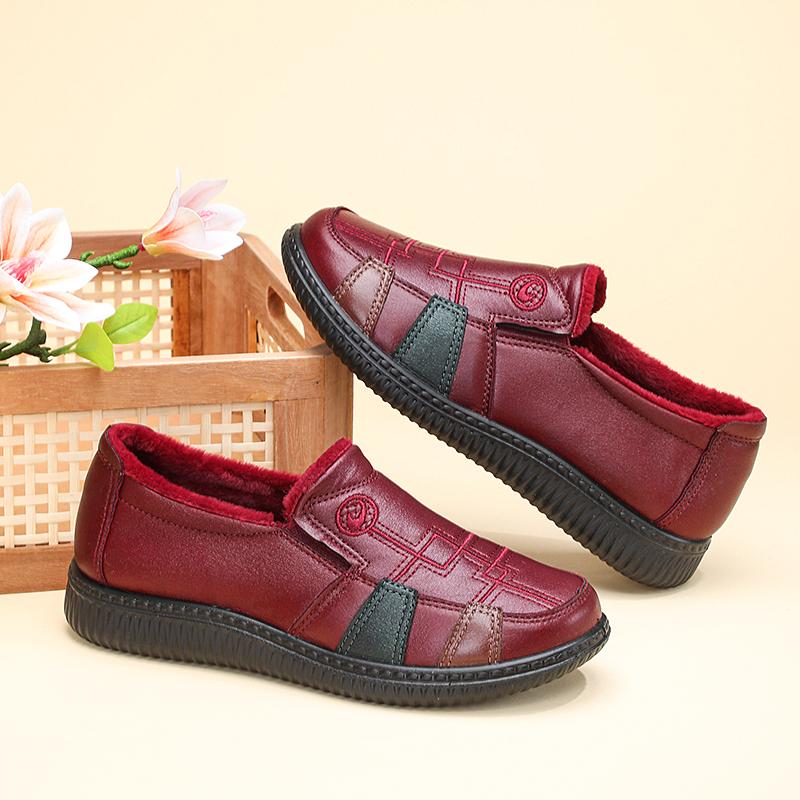 Taiheyuan Winter Women's Velvet Anti Cold Waterproof Comfortable Soft Bottom Anti Slip Middle aged and Elderly Mom Shoes Casual Cotton Shoes