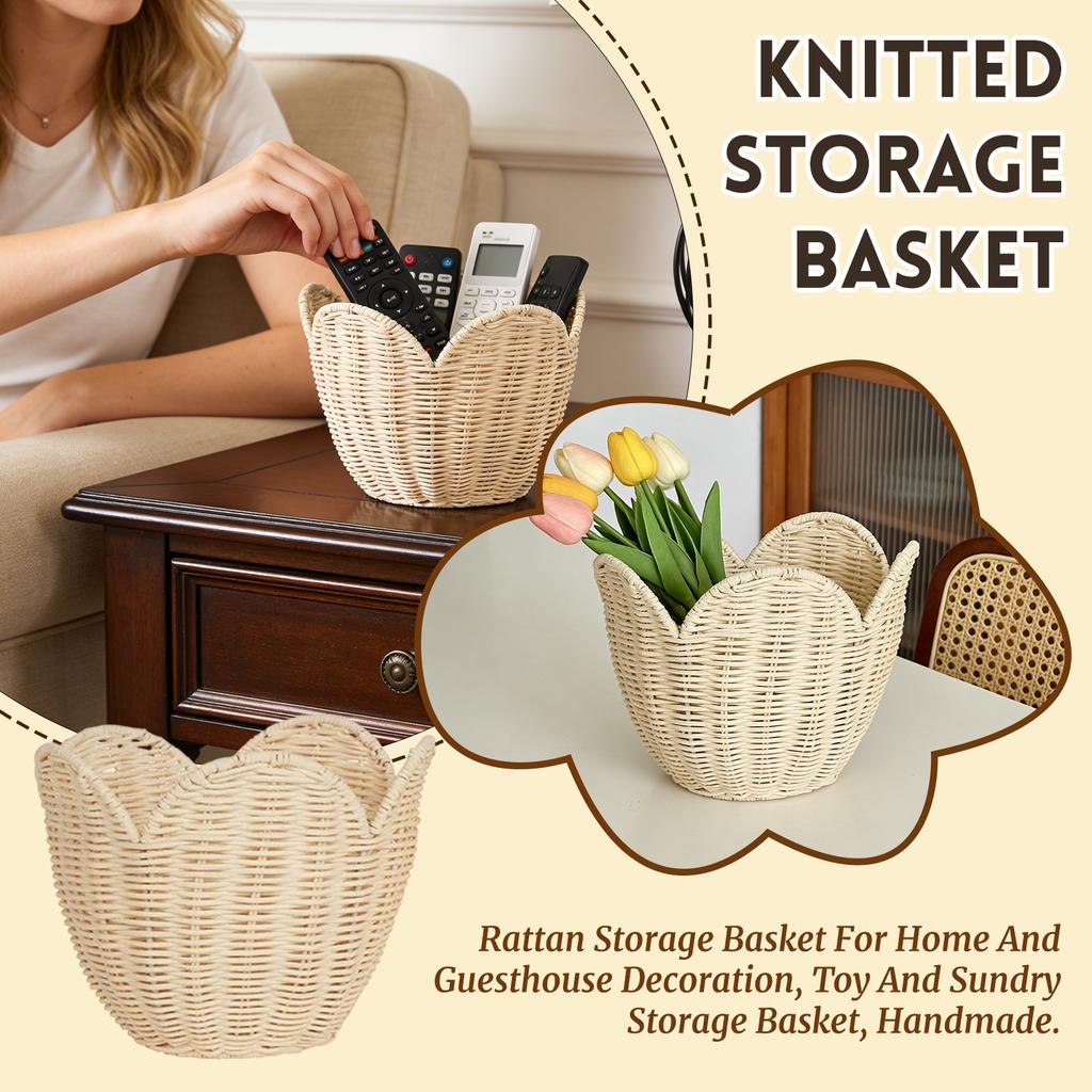 Rattan Storage Basket For Home And Guesthouse Decoration, Toy And Sundry Storage Basket, Handmade.