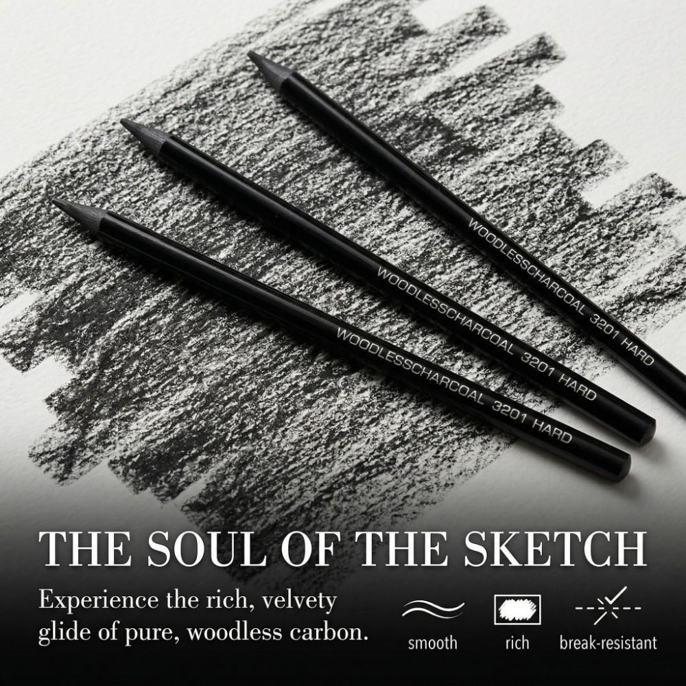 3 matite a carboncino senza legno, dure, medie e morbide, per disegno e schizzi, ideali per artisti.
