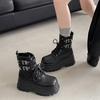Black British style small man heightened platform Martin boots women's 2025 new summer versatile skirt short boots