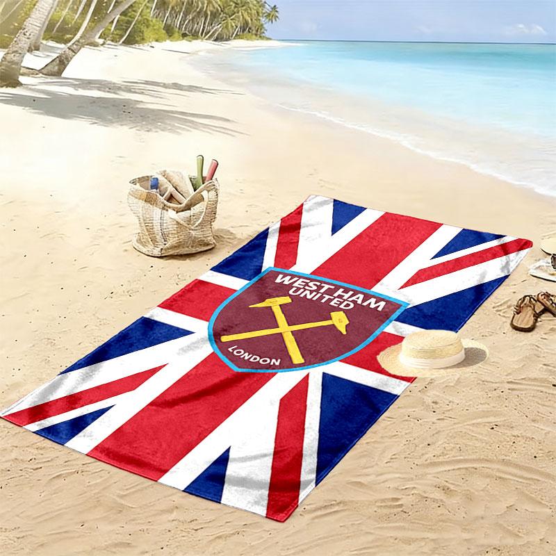 West Ham Logo Aufdruck Strandtuch, Großes Weiches Schnelltrocknendes Handtuch für Strand Camping Schwimmen