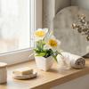 Artificial Narcissus Flower in Pot for Home Office Desk Decor Nordic Style Plastic Potted Plant No Water Needed