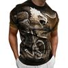 Summer Eagle Motorcycle Print T Shirts For Men Vintage Style Polyester O Neck Outdoor Short Sleeve Tee Shirt Oversized T Shirt
