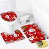 Merry Christmas Bath Mat Santa Claus Snowman Christmas Tree Ball Winter Xmas Holiday Red Non-Slip Flannel Bathroom Rug Carpet