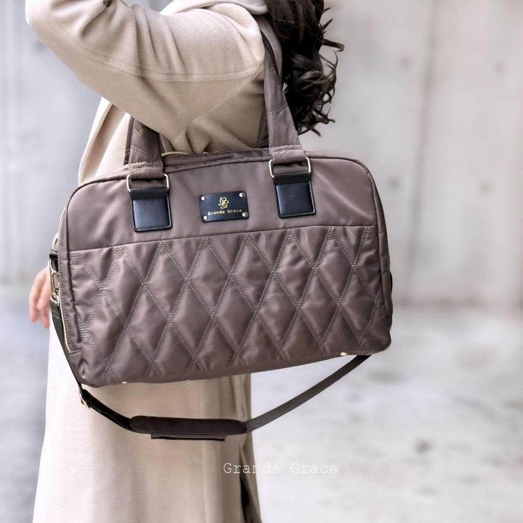 Grande Grace Tote Bag Bag Large Capacity Stitch [Grande Grace] Women's Mother's Charcoal/Diamond