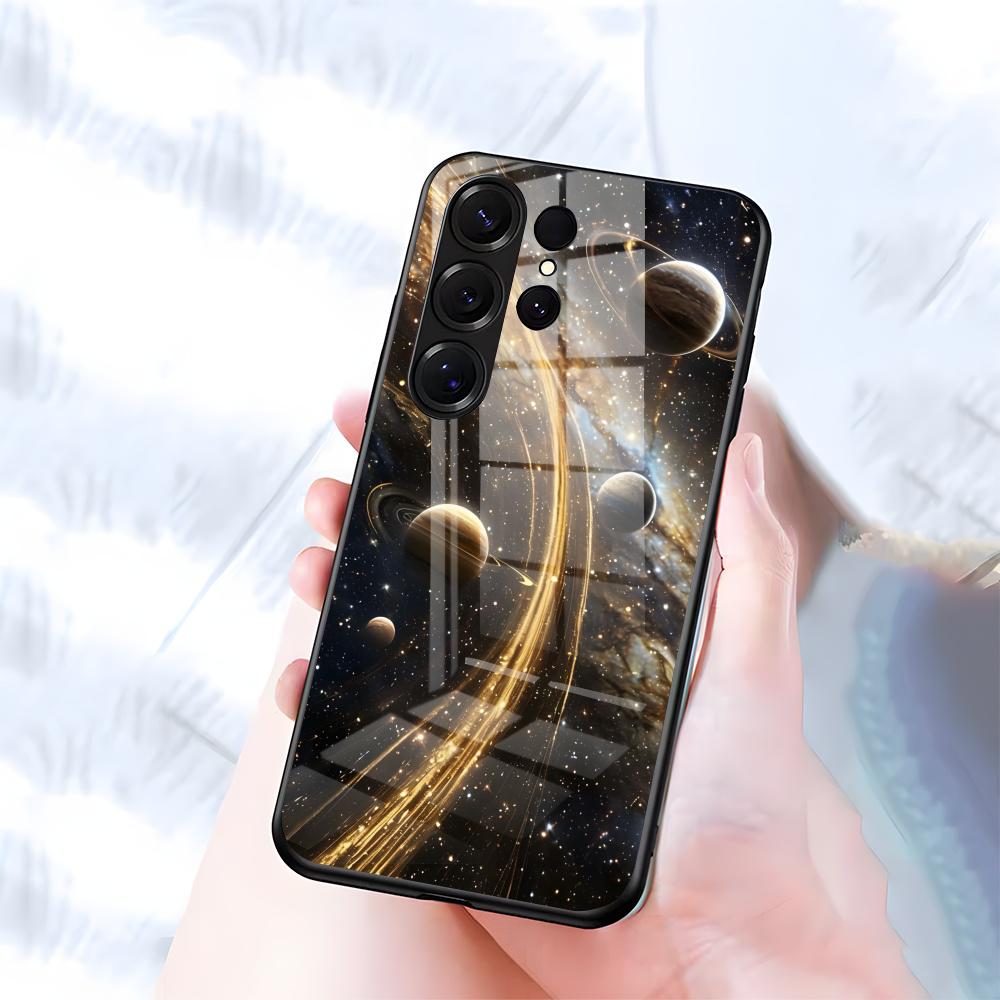 

Space Planet Phone Case For Samsung S26 S25 S24 FE S23 S22 S21 Plus S20 Ultra Note20Ultra Black Glass Cover Galaxy S21 FE 5G