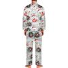 Herren Langarm Button-Down Pyjama-Set mit Hose, 2-teilige Loungewear Nachtwäsche