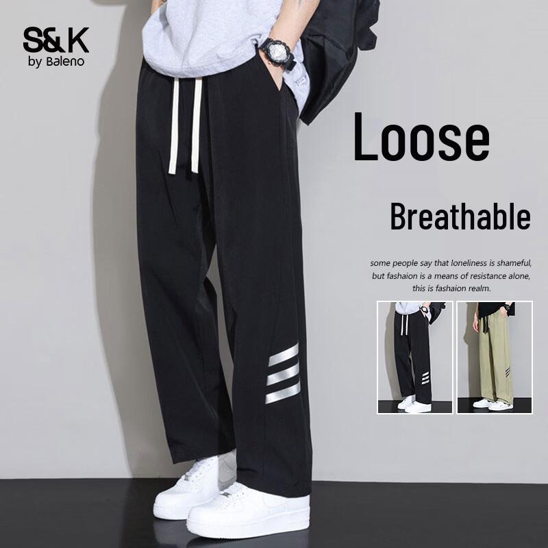 Baleno Men s S&K Summer Ice Silk Straight Casual Pants 2XL