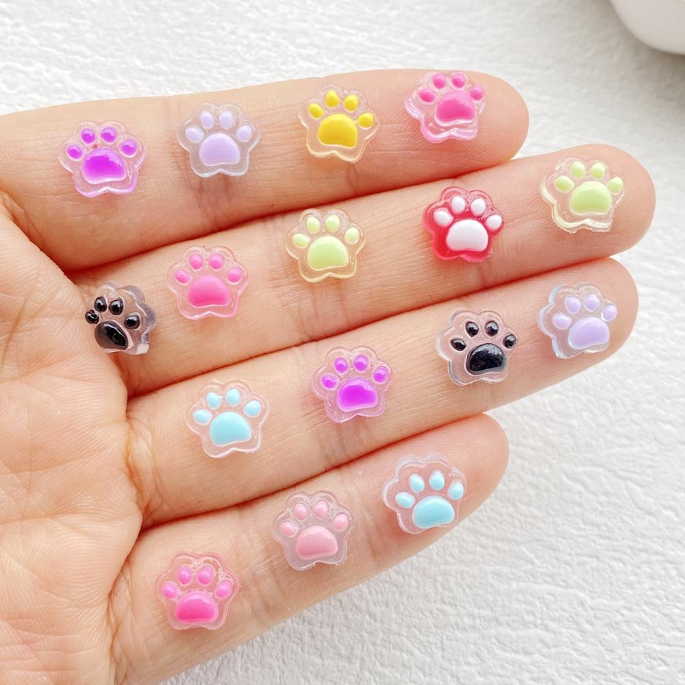 50Pcs Cute Mini Cartoon Luminous colorful cat claws Nail Art Resin Designer Charms DIY Craft For Nail 3D Decorations Jewelry