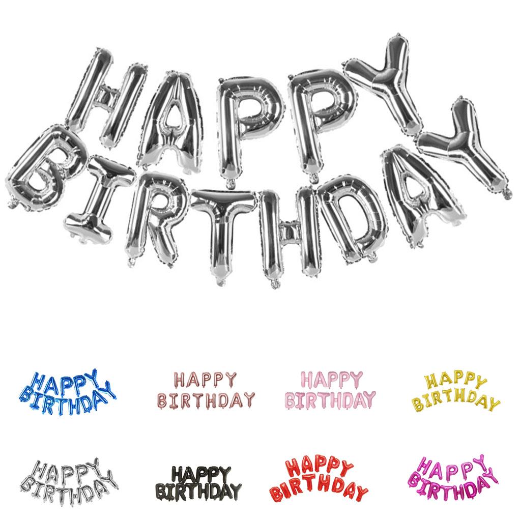 13 teile/satz 16 Zoll Alles Gute Zum Geburtstag Aluminium Ballon Geburtstag Party Buchstaben Ballon Dekorationen