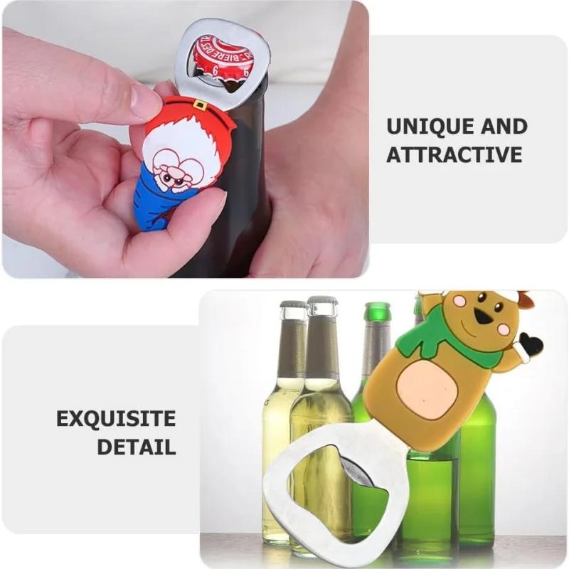1-20PC Christmas Beer Bottle Opener Santa Snowman Bottle Opener Silicone Stainless Steel Bottle Opener Party Decoration Supplies