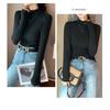 Women Half High Neck Solid Thickened Warm Fleece Lined Long Sleeve Bottoming Top