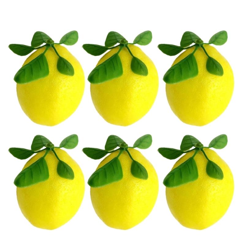 

Pack of 6 Realistic Faux Lemons Indoor Table Ornament Artificial Fruit Accessory for Kitchen and Florist Decoration жовтий