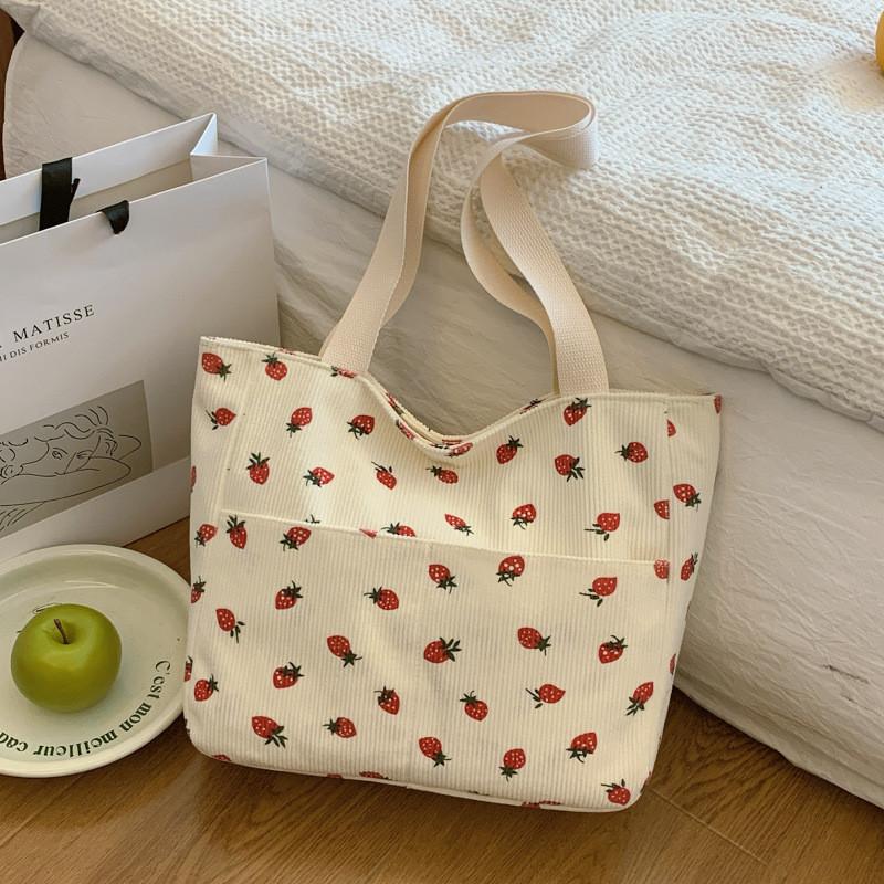 Einzigartige, lässige Handtasche im koreanischen Stil in Kirsch- und Erdbeerfarben mit Schleife – perfekt für trendige Herbstmode