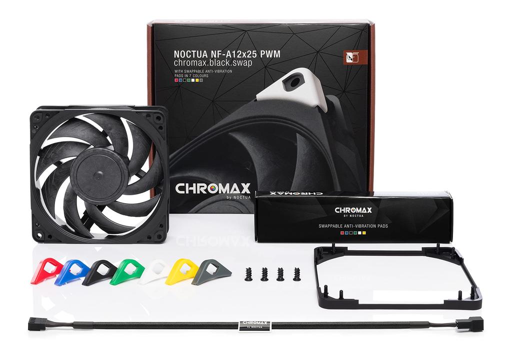 Noctua PWM Premium Quiet Connection NF-A12x25 Chromax.black.swap, Fan, 4-Pin (120mm, Black)