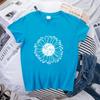 Spring Women's Simple Monochrome Sunflower Pattern Printed Pullover Loose Round Neck Pure Cotton Short Sleeved T-Shirts Women’s