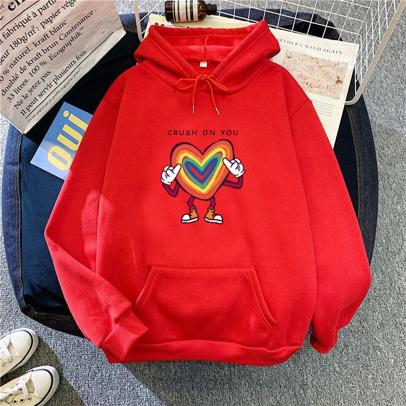 Ladies Funny Pattern Print Pullover Hooded Hoodie for Autumn Winter Women Plus Size Plush Loose Casual Sweatshirt for Students