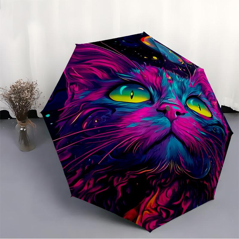 1pc Cosmic Cat Fashionable Automatic Opening/Closing Folding Umbrella with 8 Bones, Windproof Portable, Daily Use71