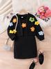 Girls' Floral Knit Cardigan & Slim Fit Camisole Dress Set for Spring and Autumn