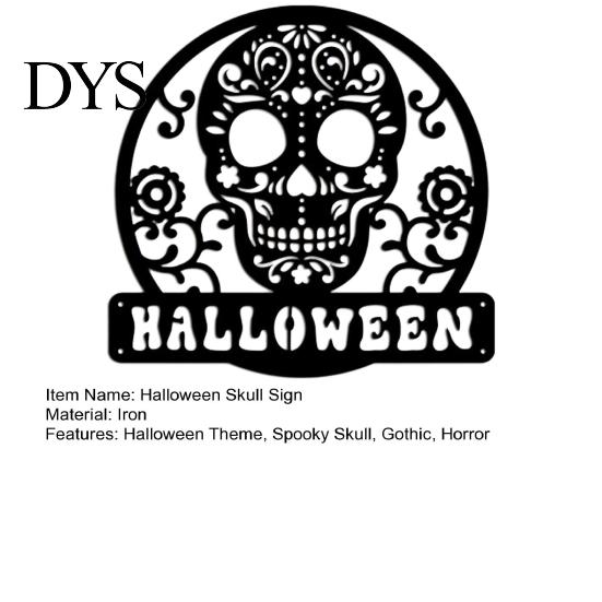 Seasonal House Ornaments Skull Metal Door Sign, Gothic Spooky Skeleton Head Hanging Wall Exquisite Carving Craft Art for Man Cave, Bar, Bedroom,