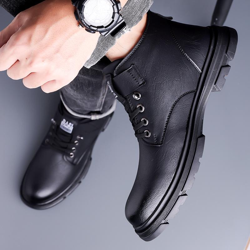 Men's Cotton High-Top Winter Boots - Plush, Thickened, Waterproof, Cold-Proof, Warm Martin Snow Shoes