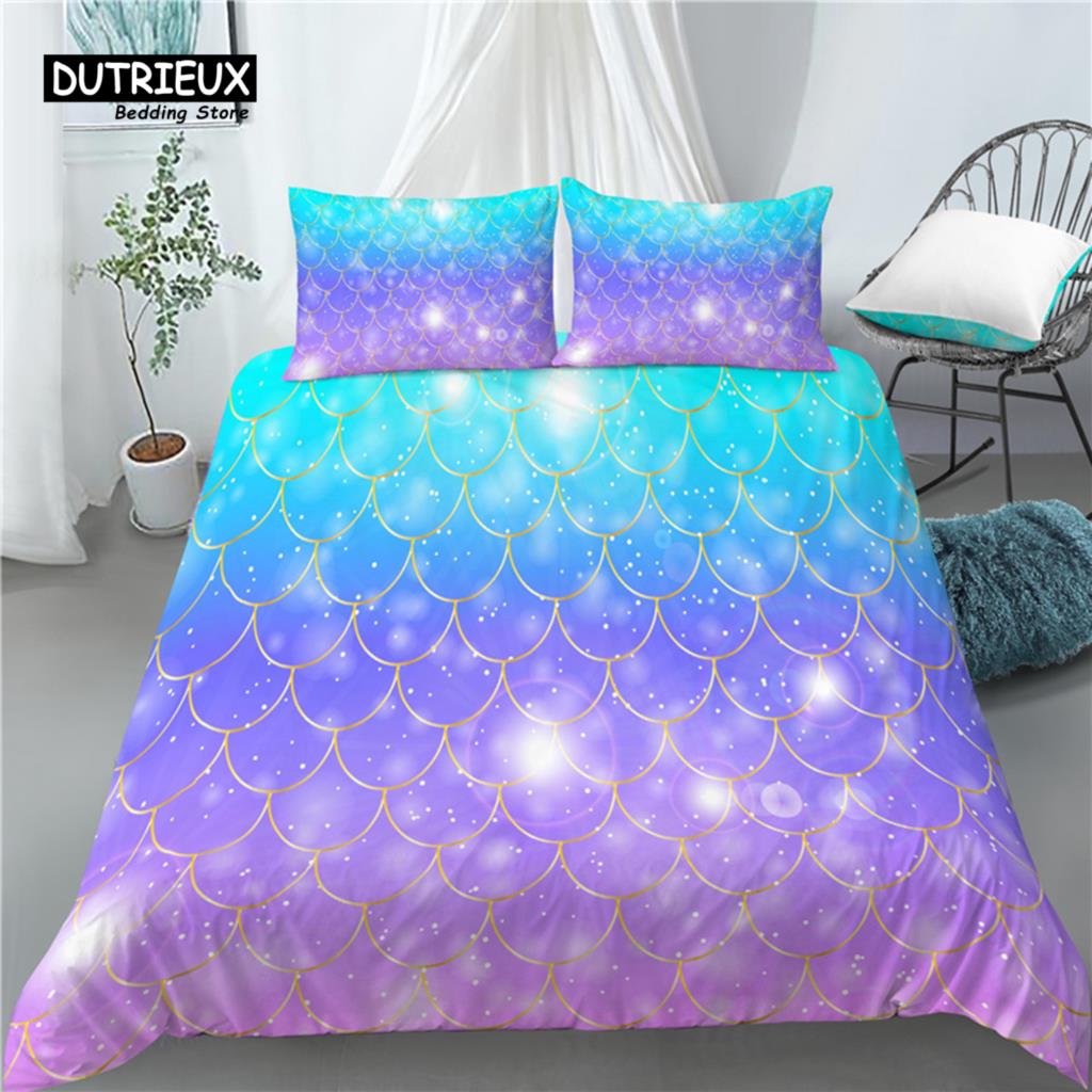 

Luxury 3D Mermaid Scales Print Home Living 2/3Pcs Comfortable Duvet Cover PillowCase Bedding Set Queen as well as King EU/US/AU Size EU single(135x200cm)