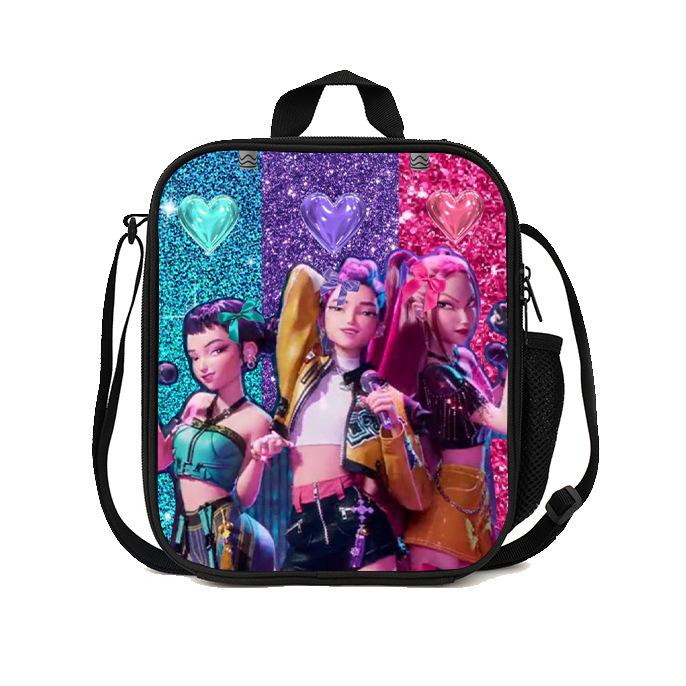 Gedruckte Hexenjäger K-Pop Essensbeutel, Studentin Huntrix Kpop Picknicktasche Kühltasche, Thermoisolierbeutel