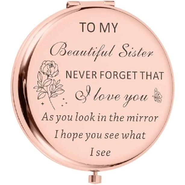 

Подарки на день рождения сестре от сестры Компактное зеркало для женщин Лучшей подруге Персонализированные подарки на Рождество, выпускной, Пасху, День святого Валентина Маленькие ярко-розовый
