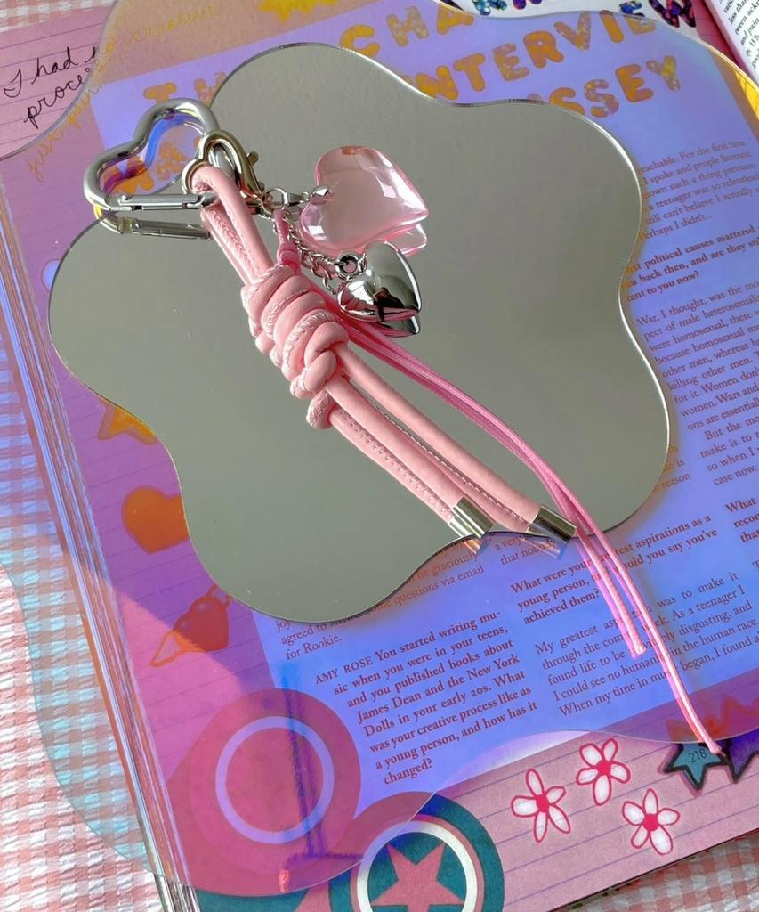 WEGO Heart Motif Keychain School Size Pink Set, Gift, Cute, Girly, Women's, F,