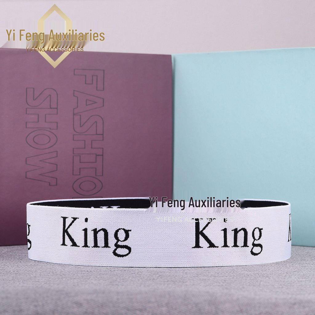 Black & White Jacquard Elastic Storage Belt with Letter Design for Clothes and Bedding