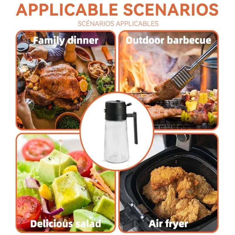 2 In1 Plastic Kitchen Barbecue Cooking Oil Spray Bottle Olive Oil Dispenser Oil Jar Baking Vinegar Soy Sauce Spray Container