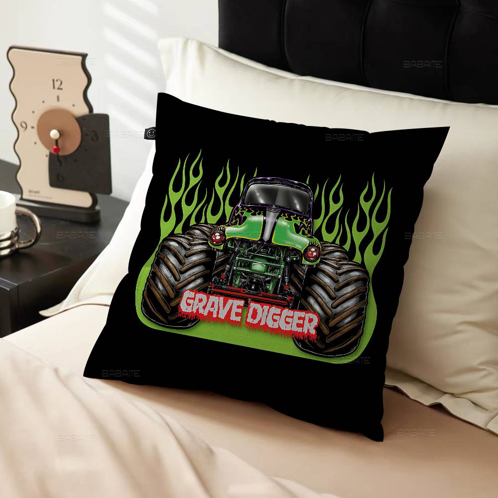 Cartoon Monster Jam Personalized Pillow Dust Cover Bedroom Kids Party Decoration Pillowcase Birthday Children Gift