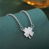 Bingyu Four-Leaf Clover Gradient Pendant Necklace: Sweet Ice Crystal Choker, High-End Versatile Women's Clavicle Chain.