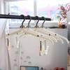 5Pcs Anti-slip Foldable Clothes Hanger Windproof Space Saving Travel Hangers Plastic with 2 Clothespins Coat Hanger for Home