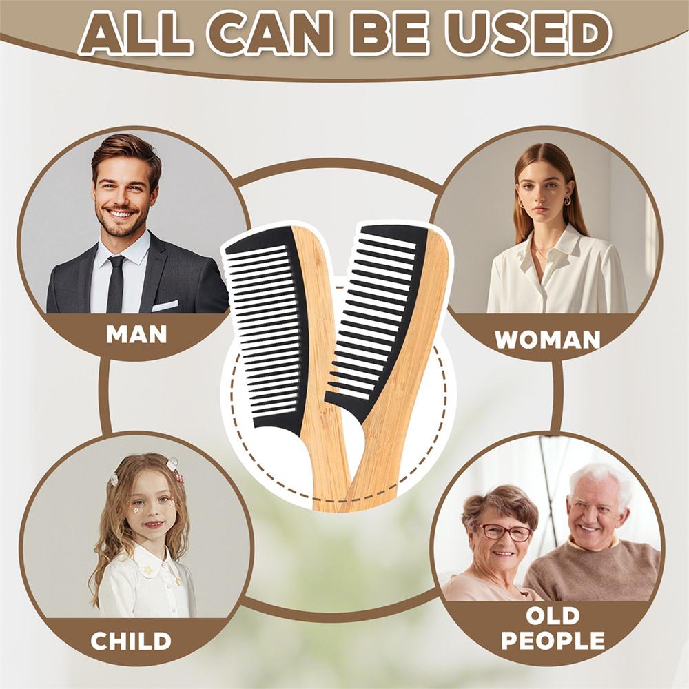 1PC Natural Bamboo Wooden Tail Hair Combs Hairs Care Healthy Massage Close-Tooth Comb Professional Barber Styling Tools