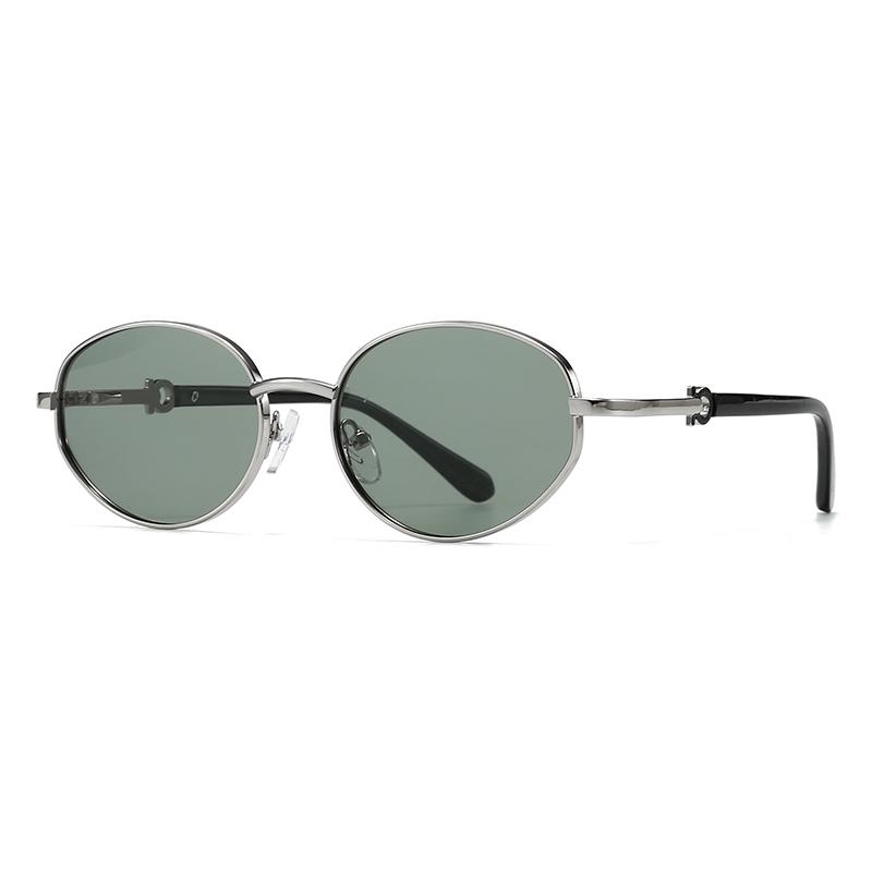 Cross-Border European and American Metal Framed Sunglasses Trendy Street Style Sunglasses for Men Modern Charm Retro Oval Sunglasses for Women 1439