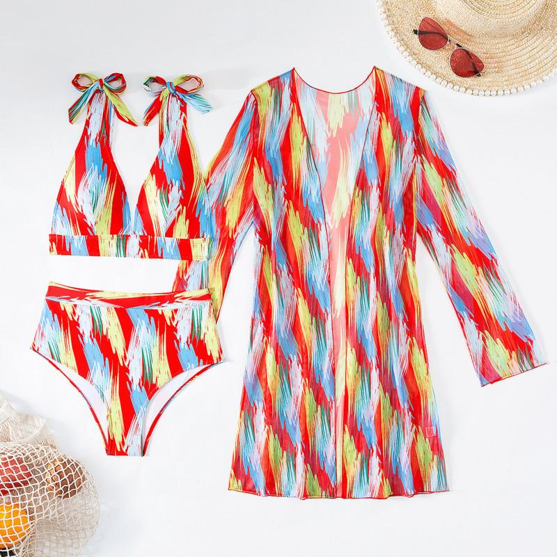 New Cover Belly Bikinis Female Three-Piece Swimsuits Women's High Waisted Swimwear Beach Swimming Wear Bathing Suits Pool Bather