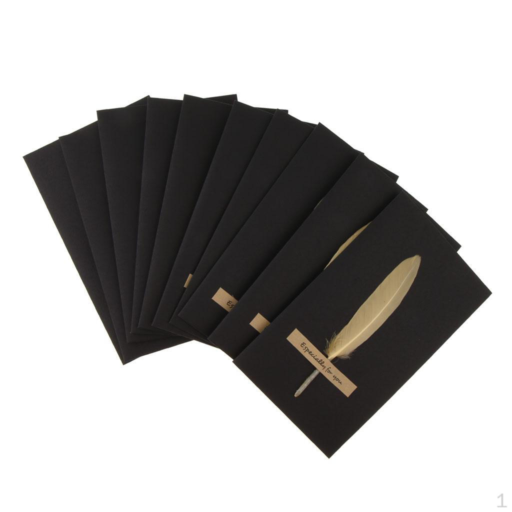 10 Pack Handmade Feather Elegant Greeting Card Thank You Cards Supplies