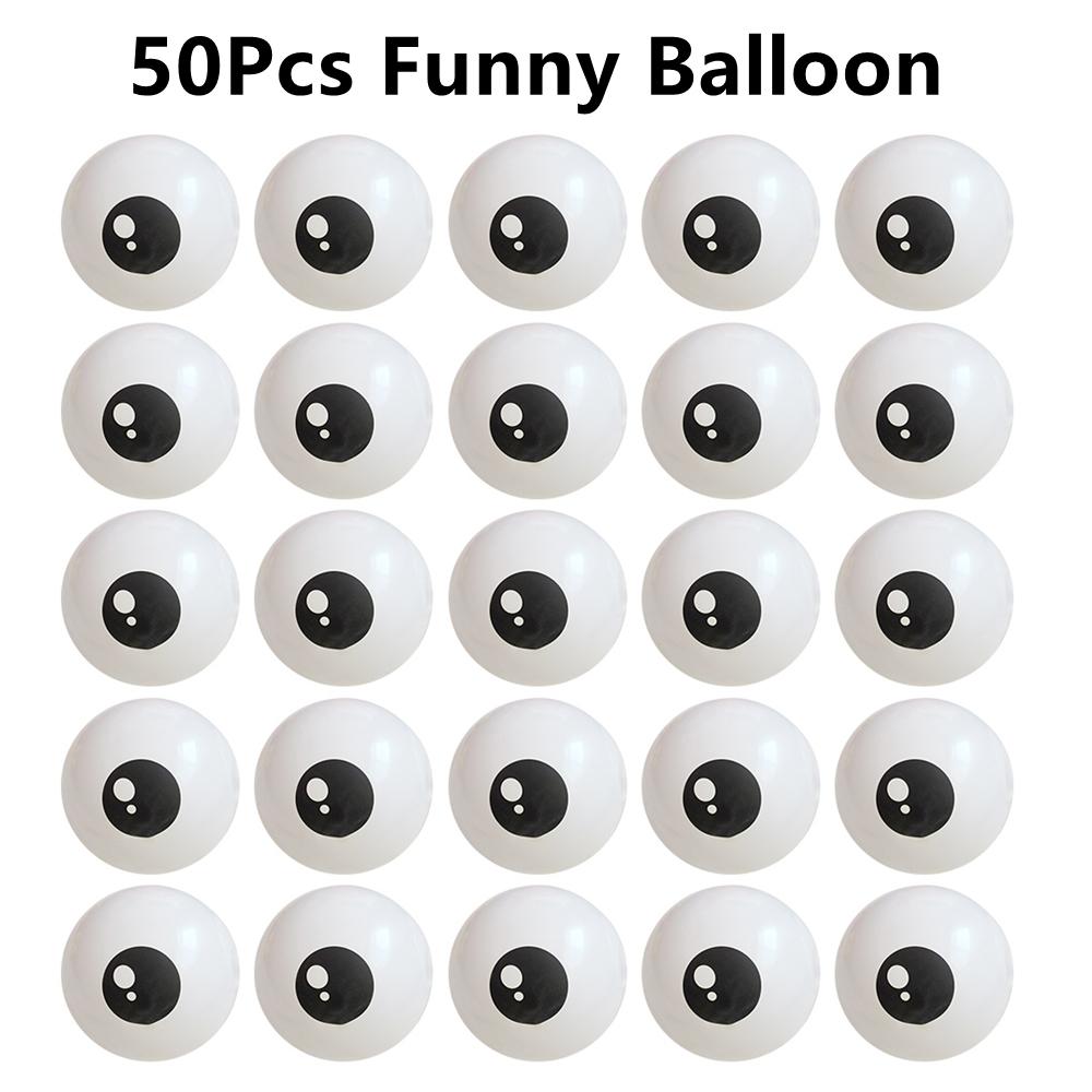 50Pcs Funny Eye Latex Balloon White Black Cartoon Eyes Halloween Eye Balloon Children's Birthday Party Balloons 5inch