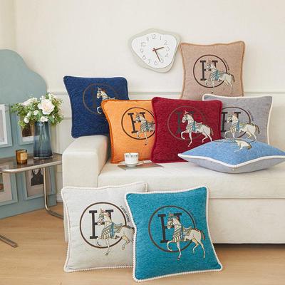 Chenille Jacquard Luxus Kissenbezug - Weißes Pferd Design