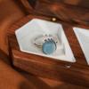 Copper Simple Ring For Women Fine Jewelry Finger Adjustable Open Vintage Blue Stone Ring For Party Birthday Gift