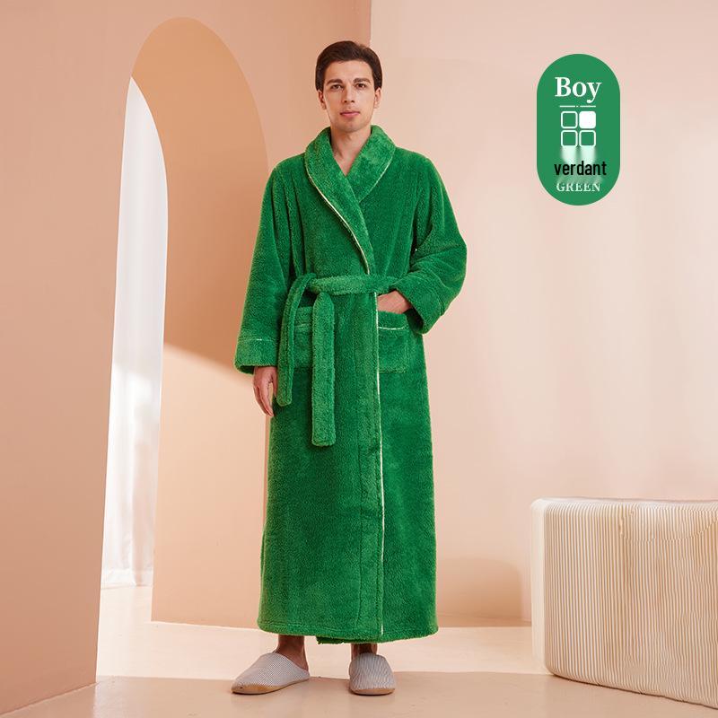 Mens & Womens Luxurious Extra Long Fleece Bathrobe - Thick, Plush, Plus Size Autumn/Winter Pajamas for Couples